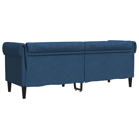 vidaXL Sofa Chesterfield, trzyosobowa, niebieska, obita tkaniną