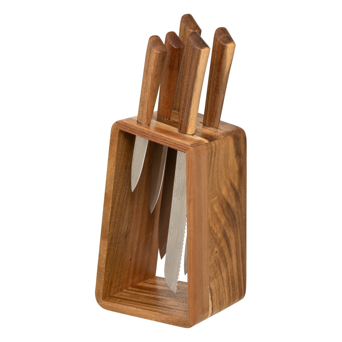 Komplet noży kuchennych w drewnianym stojaku 36,3x15,2x11,3 cm KOMELEK