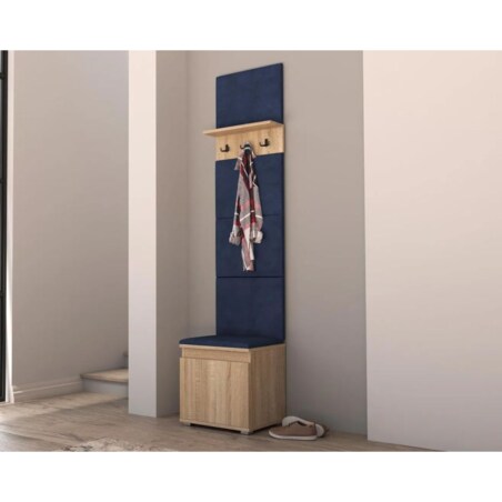 Szafka na buty z siedziskiem i wieszakiem SINGAPUR 50 dąb sonoma/granatowa