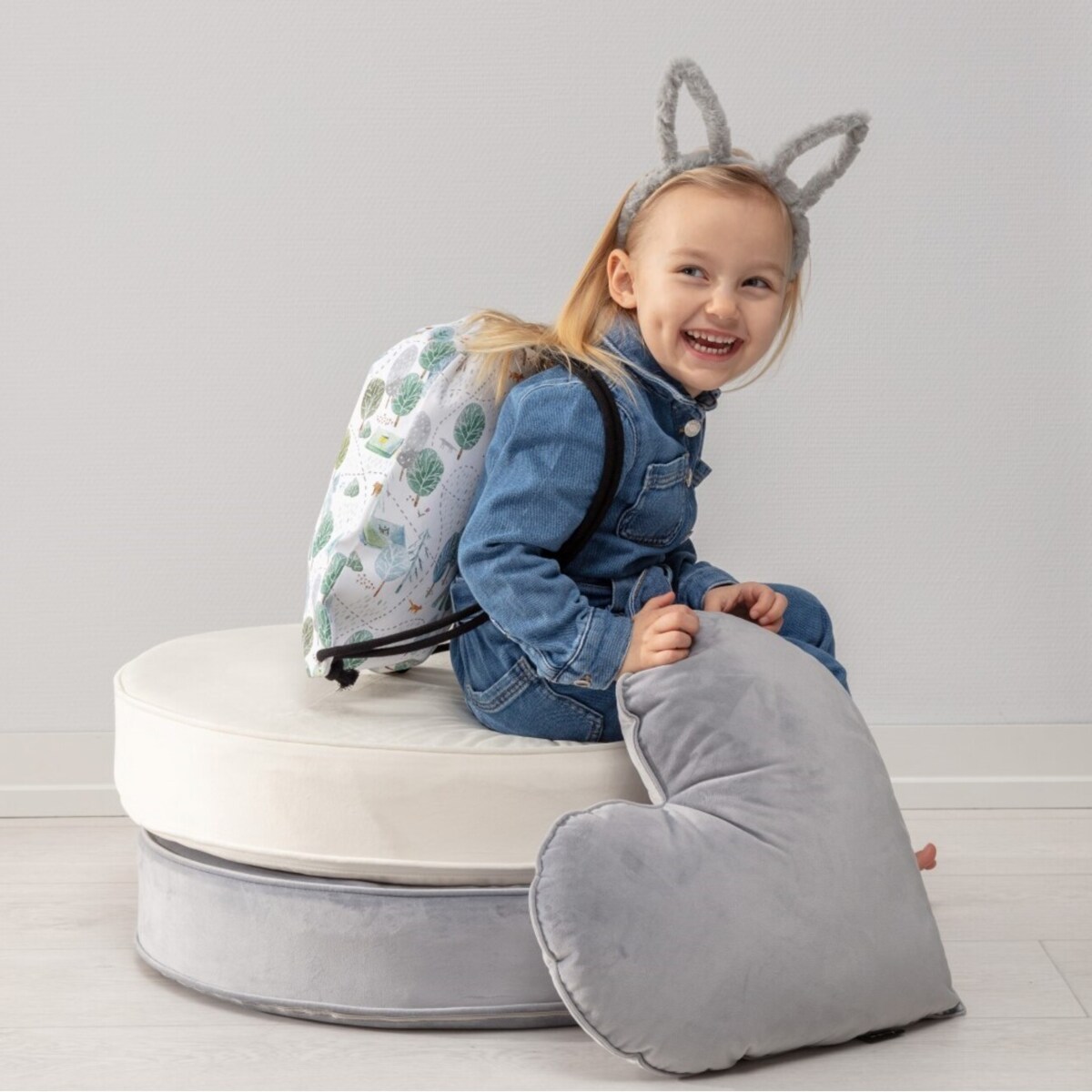 Worek plecak Kiddy, ecru-zielony, 28x40cm, Magic Collection