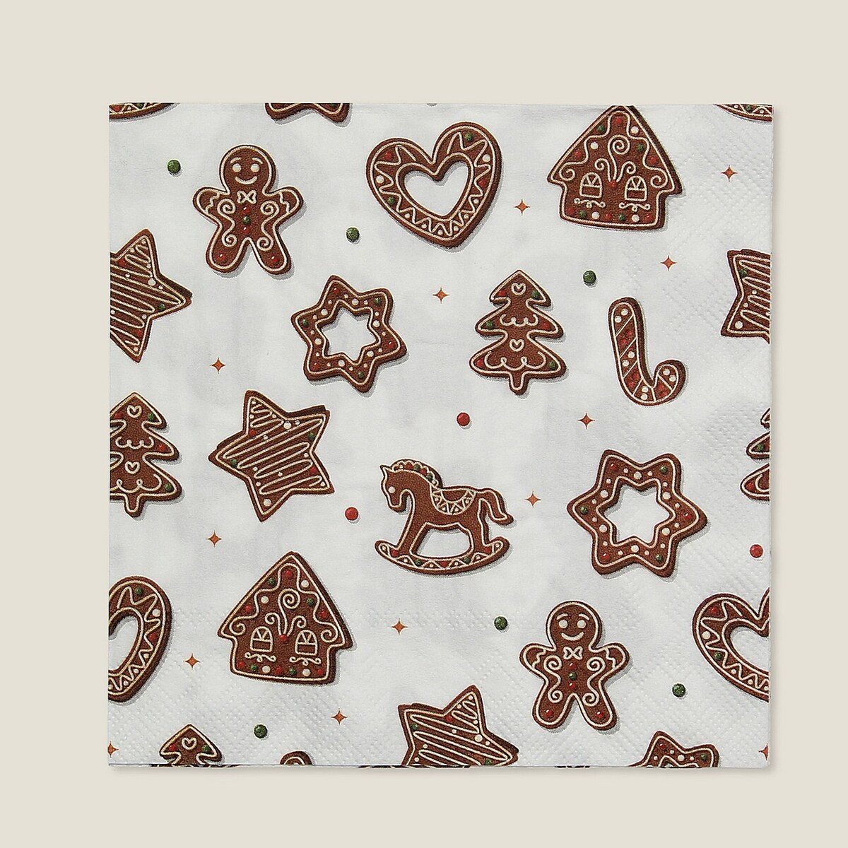 Serwetki świąteczne Cookie II 20 szt. boże narodzenie, święta, świąteczne, biały-brązowy, 16x16x3 cm