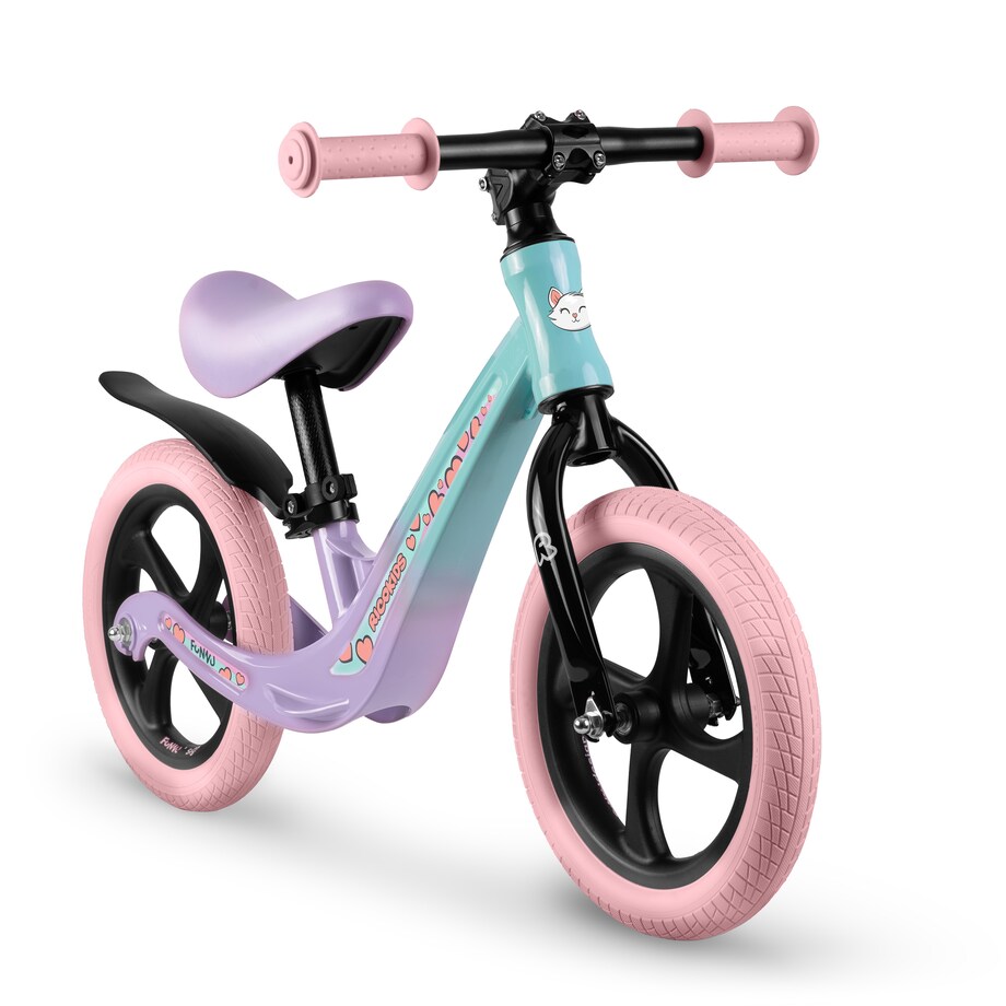 Rowerek biegowy dla dzieci magnesium Ricokids miętowo-różowy Funnu 760504