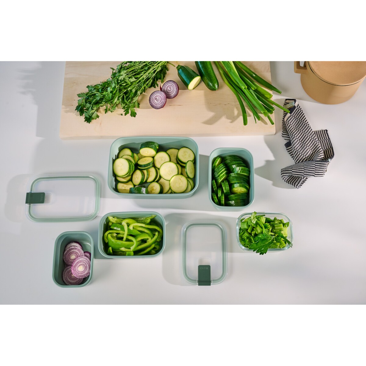 Zestaw 3 pojemników na żywność EasyClip 2x700ml 1500 ml Nordic Sage 106181094700