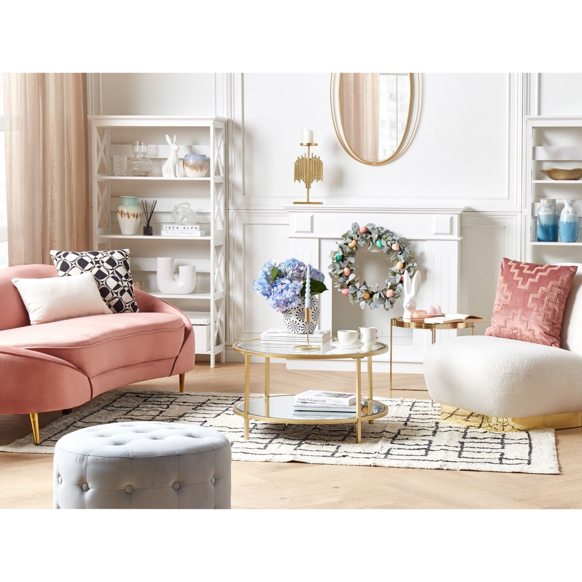 Sofa welurowa różowa SAVAR