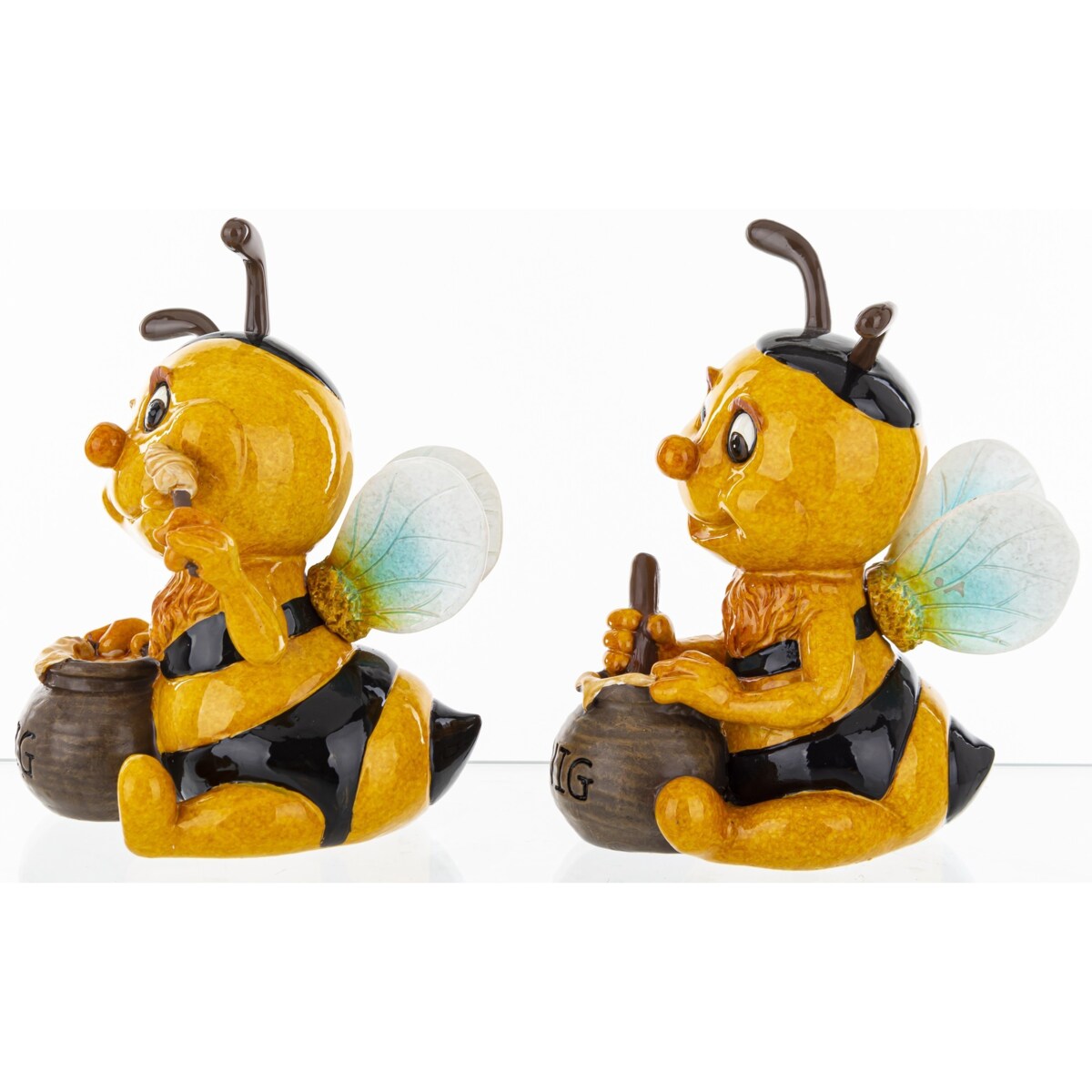 Dekoracja - para kolorowych pszczółek 13x9x10 cm API zjadające miód