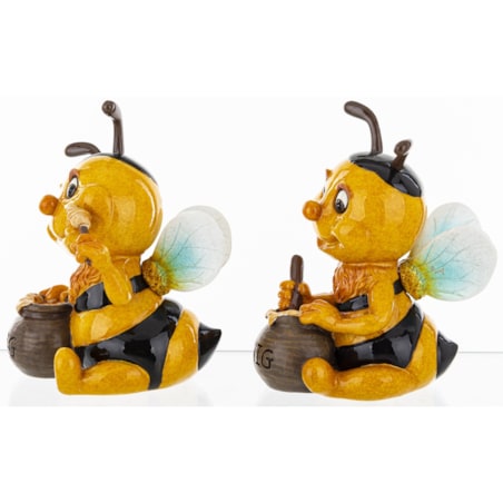 Dekoracja - para kolorowych pszczółek 13x9x10 cm API zjadające miód
