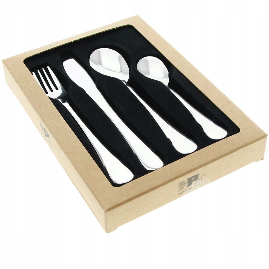 sztućce dla Dzieci Bez Wzoru 4 Atestowane ze Stali Nierdzewnej Komplet