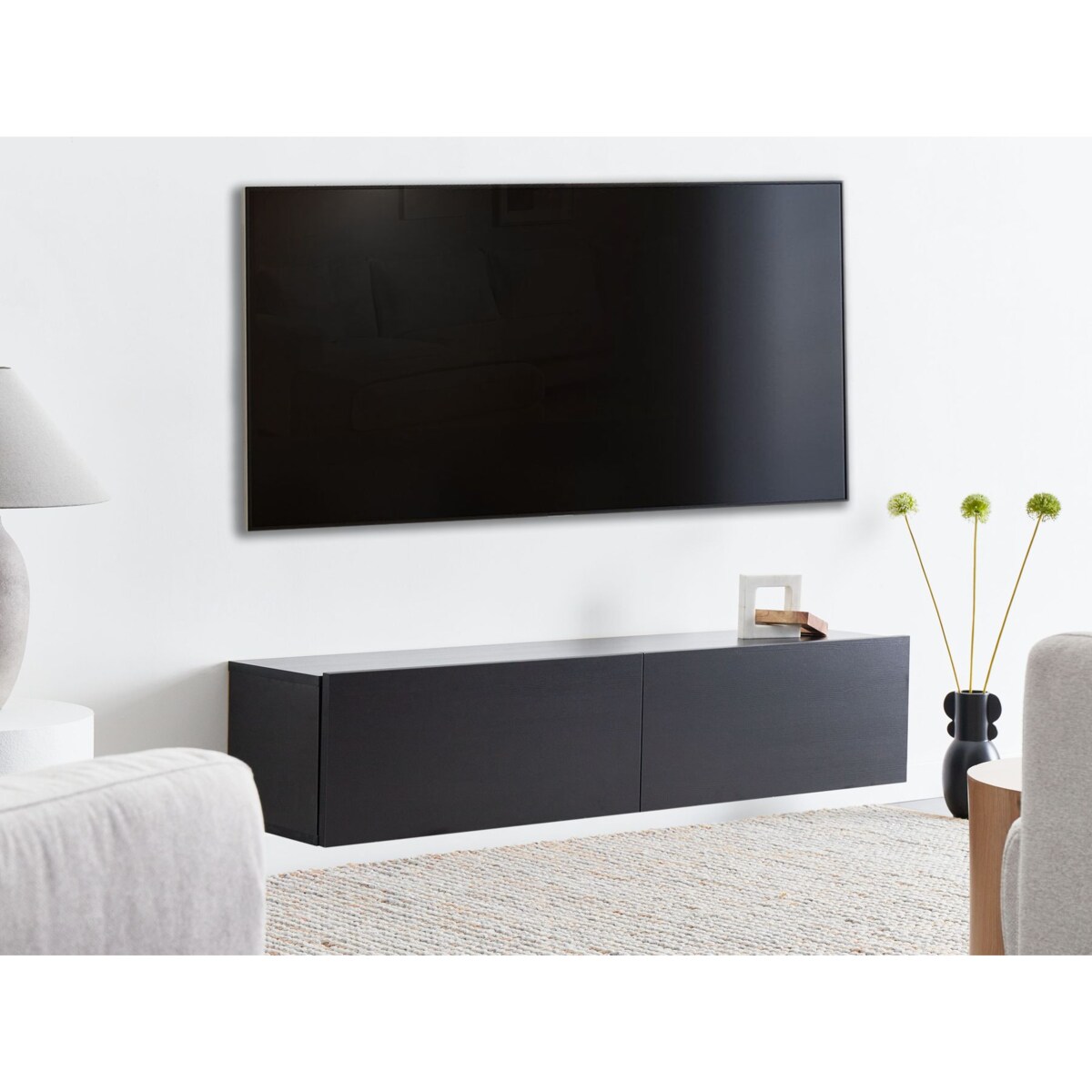 Wisząca szafka RTV GLADSTONE Czarny