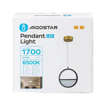 aluminiowa lampa wisząca 13.5w 6500k okragła 120x23 cm