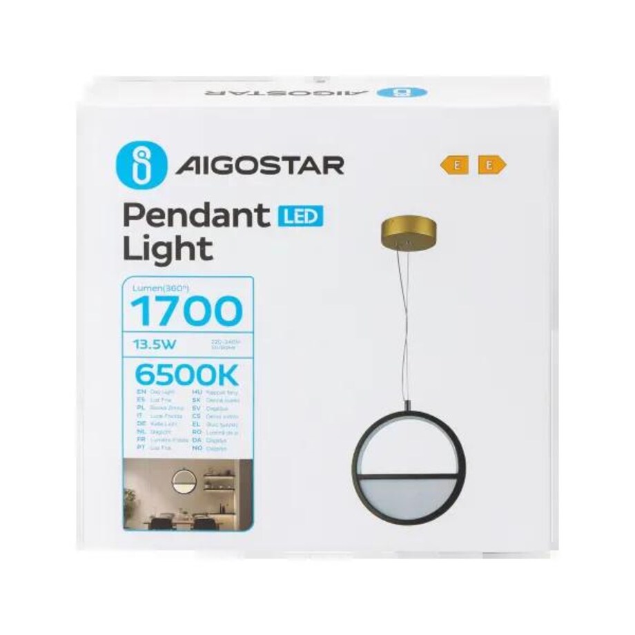 aluminiowa lampa wisząca 13.5w 6500k okragła 120x23 cm