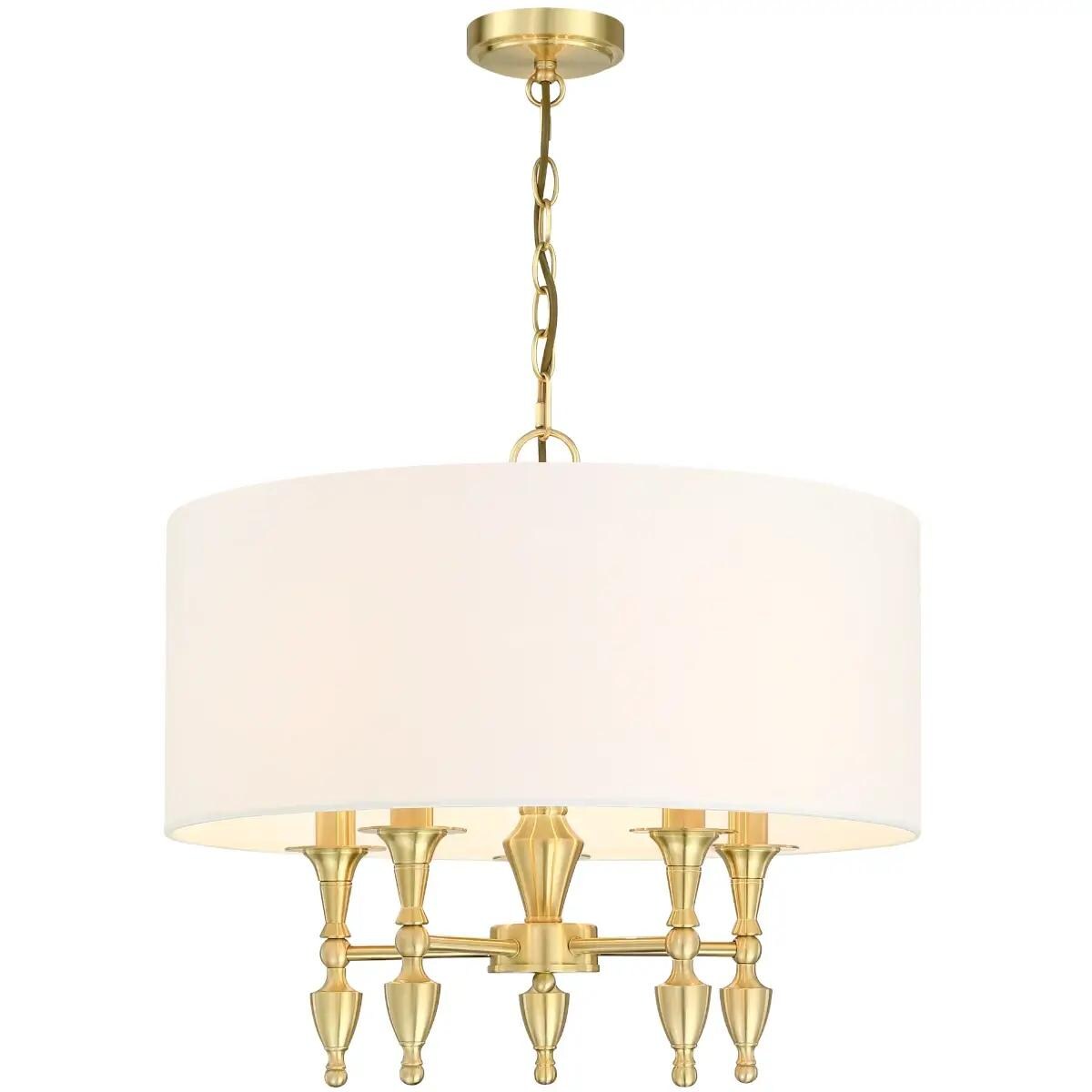 Wisząca lampa z abażurem Austin P05197BR-WH Cosmolight biały mosiądz