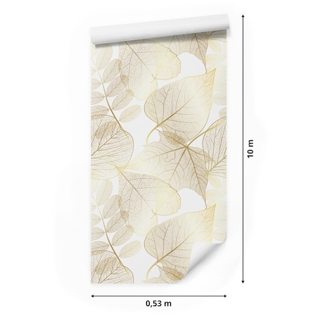Tapeta Do Salonu Złote LIŚCIE