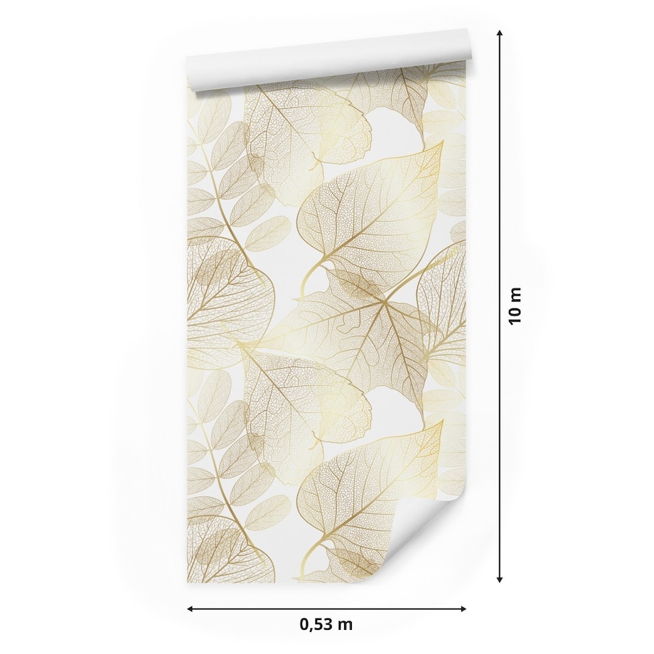 Tapeta Do Salonu Złote LIŚCIE