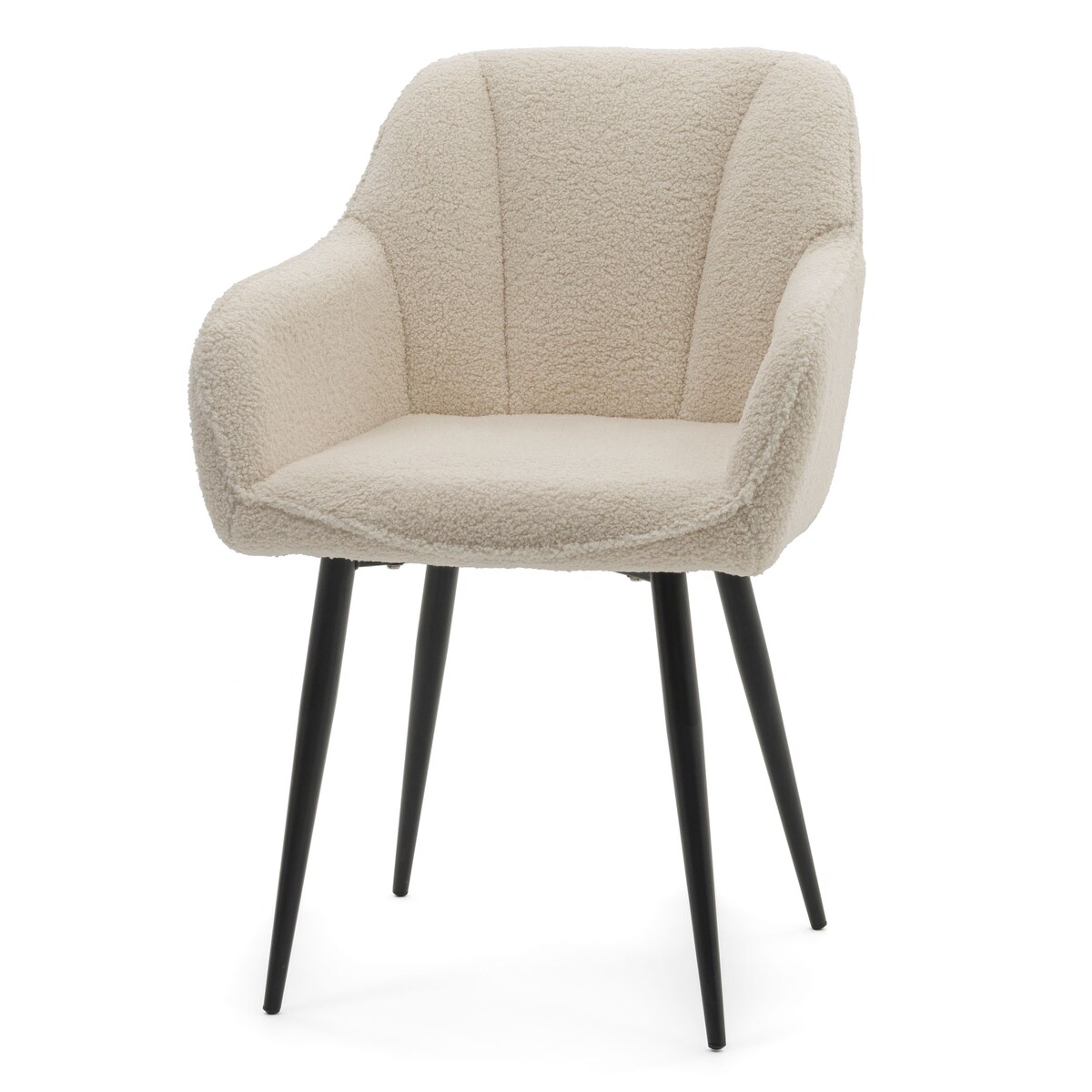 Krzesło tapicerowane welurowe LAGO boucle teddy ecru