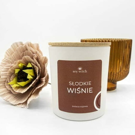 Świeczka Sojowa Zapachowa w Szkle Słodkie Wiśnie Świeca Naturalna Wegańska