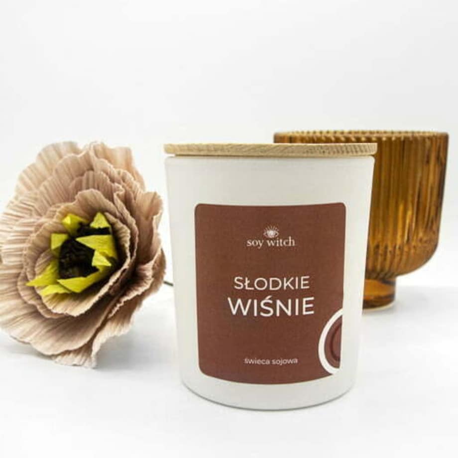 Świeczka Sojowa Zapachowa w Szkle Słodkie Wiśnie Świeca Naturalna Wegańska