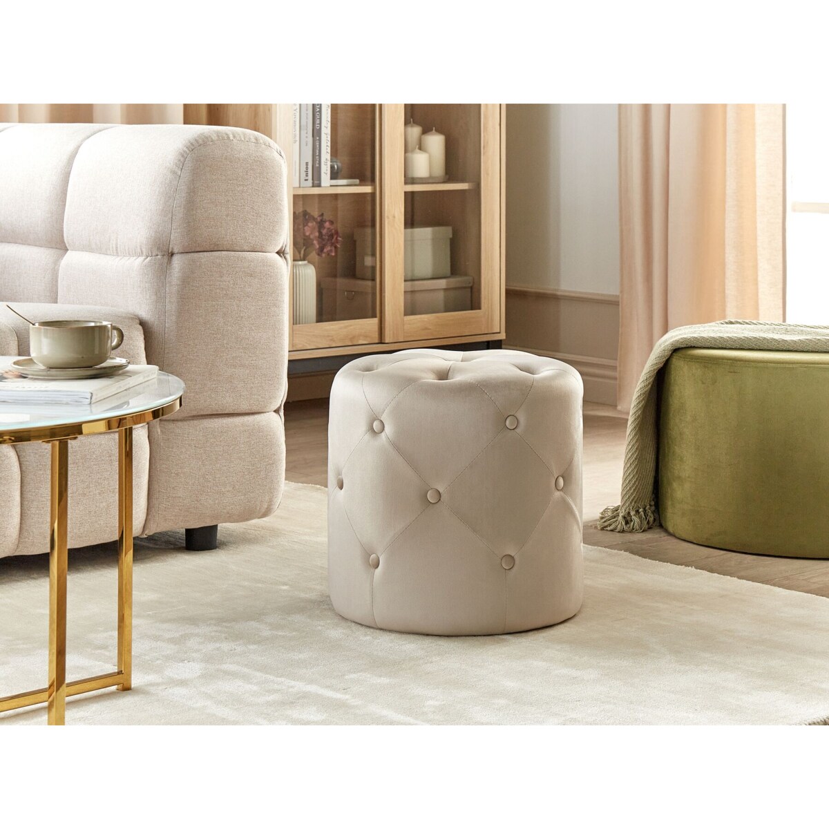 Puf welurowy 40 cm jasnobeżowy COROLLA