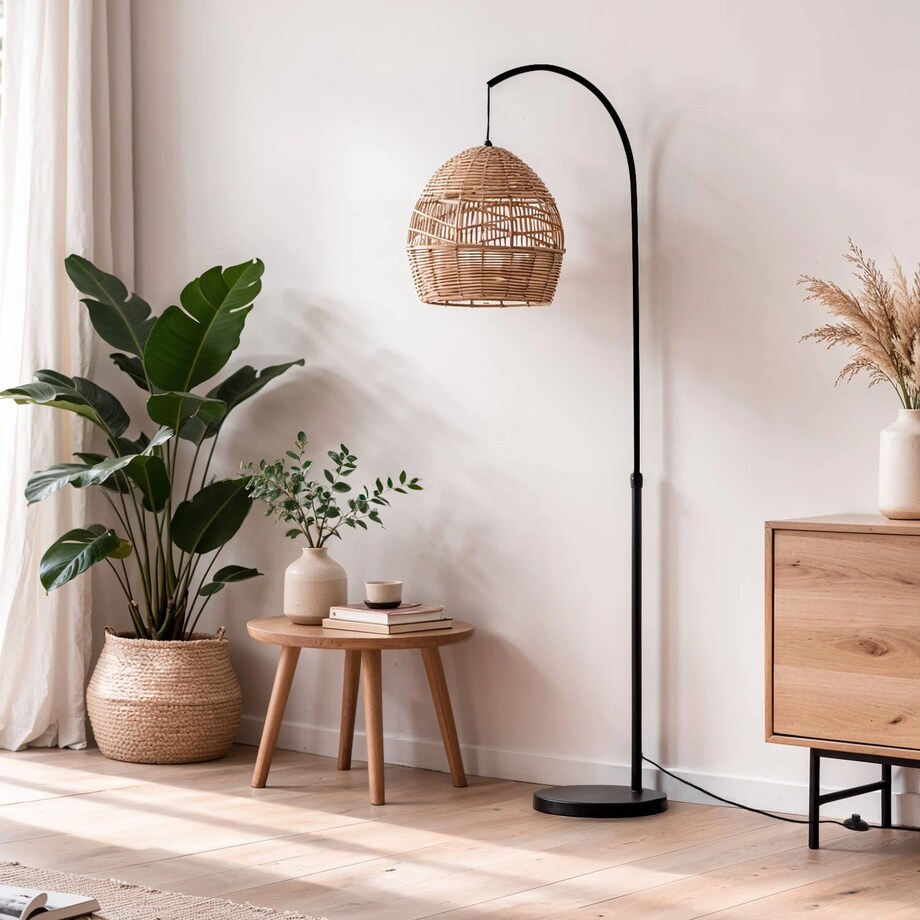 Lampa pogłogowa z plecionym kloszem Beyavo 166 cm