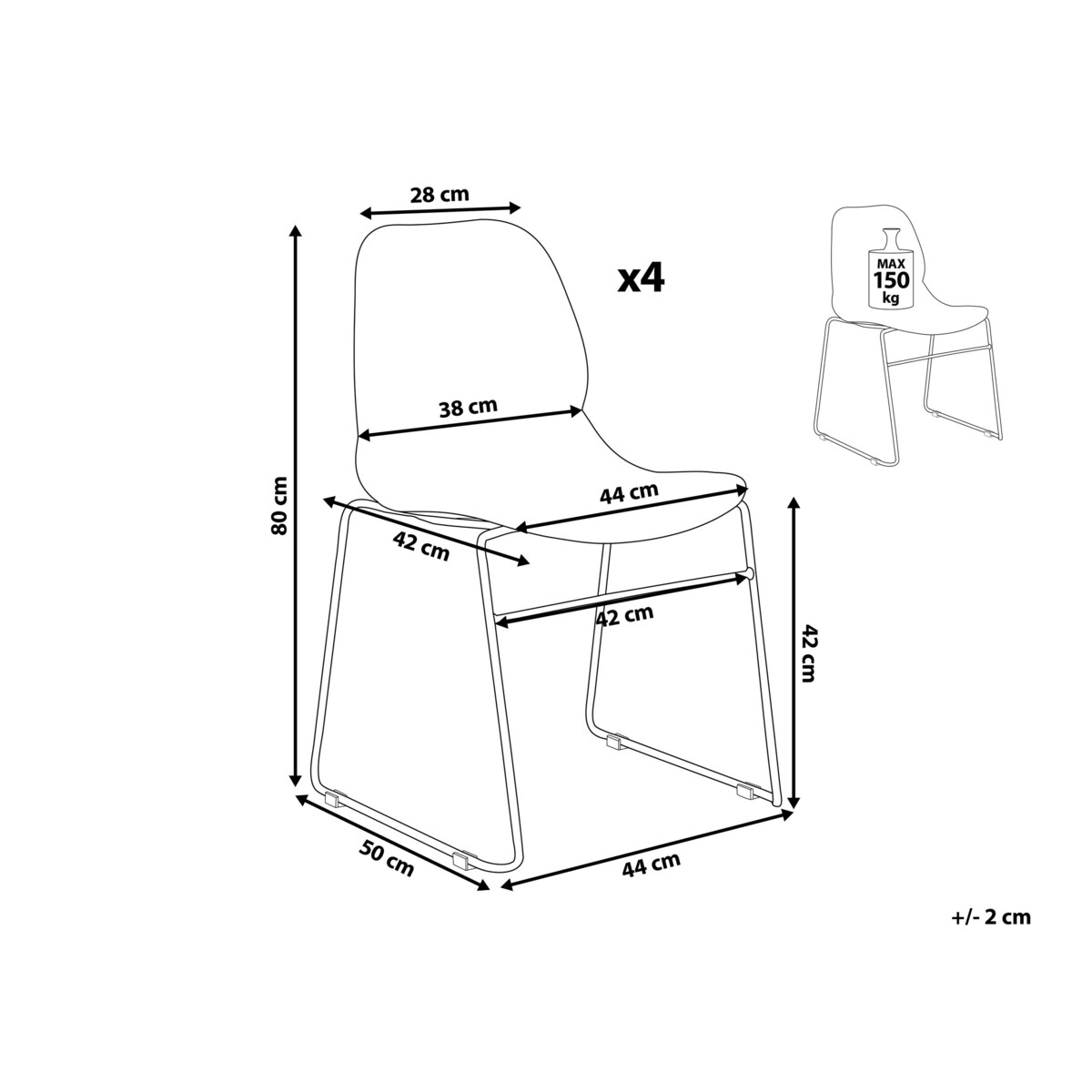 Zestaw 4 krzeseł do jadalni beżowy PANORA