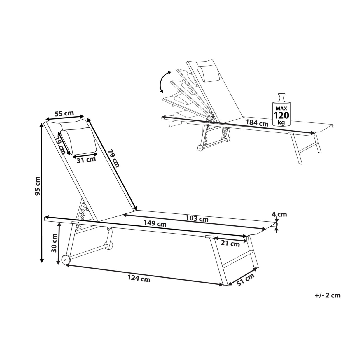 Zestaw 2 leżaków ogrodowych SORONI Rozkładany Metal Beżowy