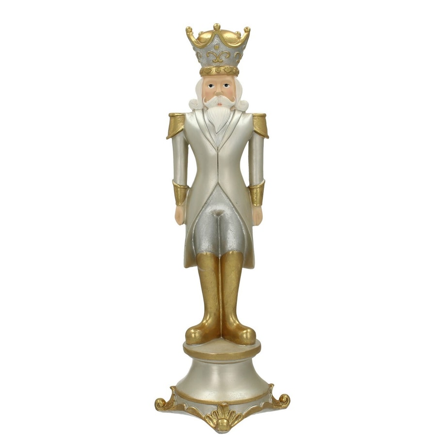 Figurka Dziadek do orzechów 42cm silver boże narodzenie, święta, świąteczne, biały-srebrny-złoty, 15 x 15 x 42 cm