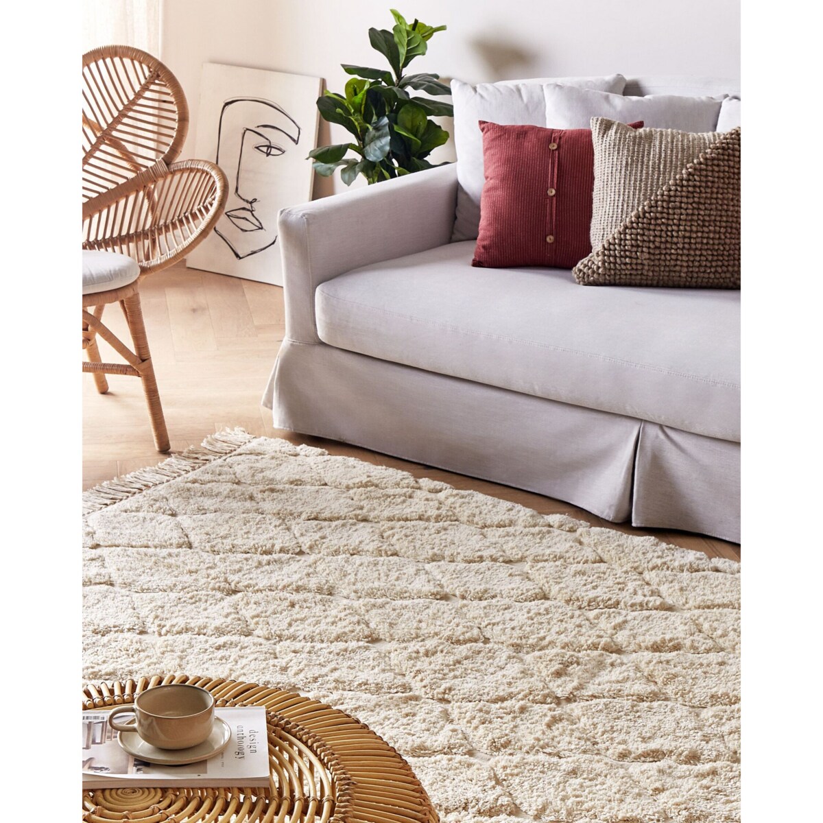 Dywan SILCHAR Beżowy 160 x 230 cm Bawełna