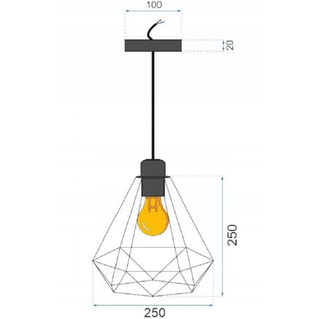Lampa Sufitowa Wisząca Czarna Sznur Geometryczna