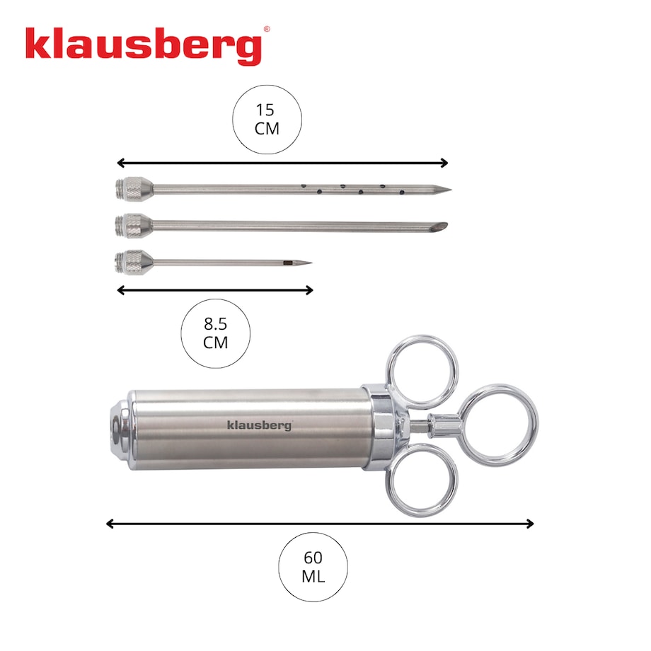Strzykawka do marynowania peklowania mięsa mięs 60ml stalowa KLAUSBERG