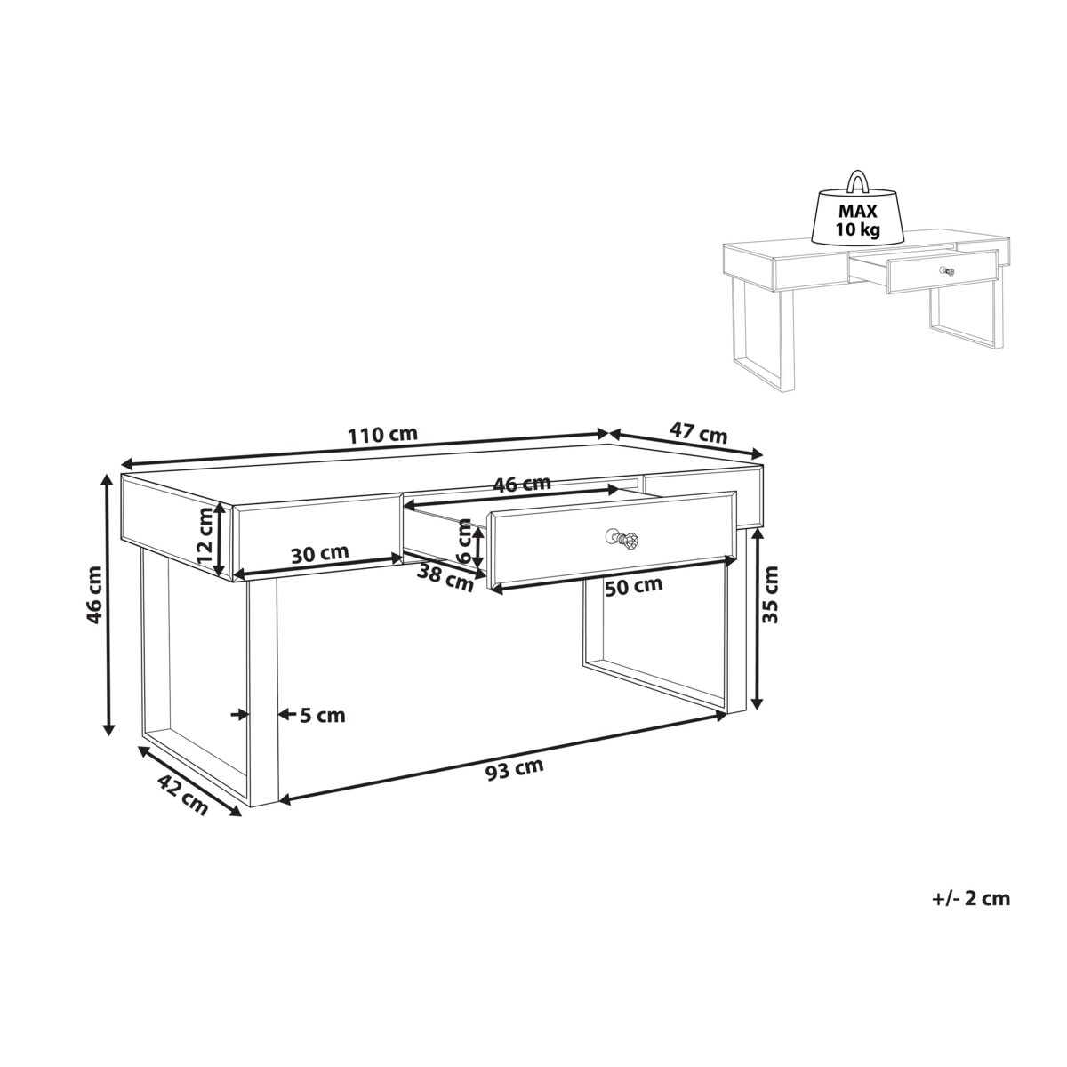 Stolik kawowy z szufladą lustrzany srebrny NESLE