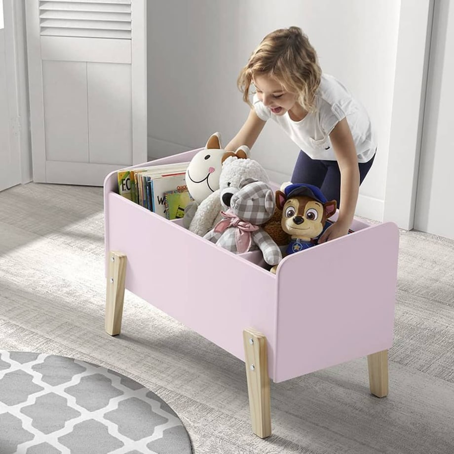 Vipack Skrzynka na zabawki Kiddy, drewniana, różowa