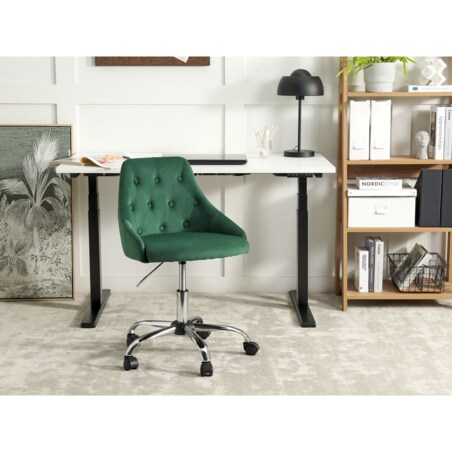 Krzesło biurowe regulowane welurowe zielone PARISH