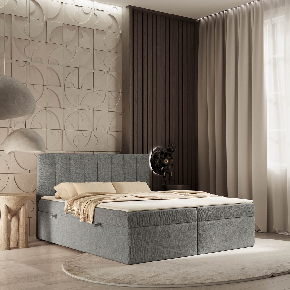 Łóżko tapicerowane AMARO 180x200 z pojemnikiem, Stalowy, tkanina Alta 16