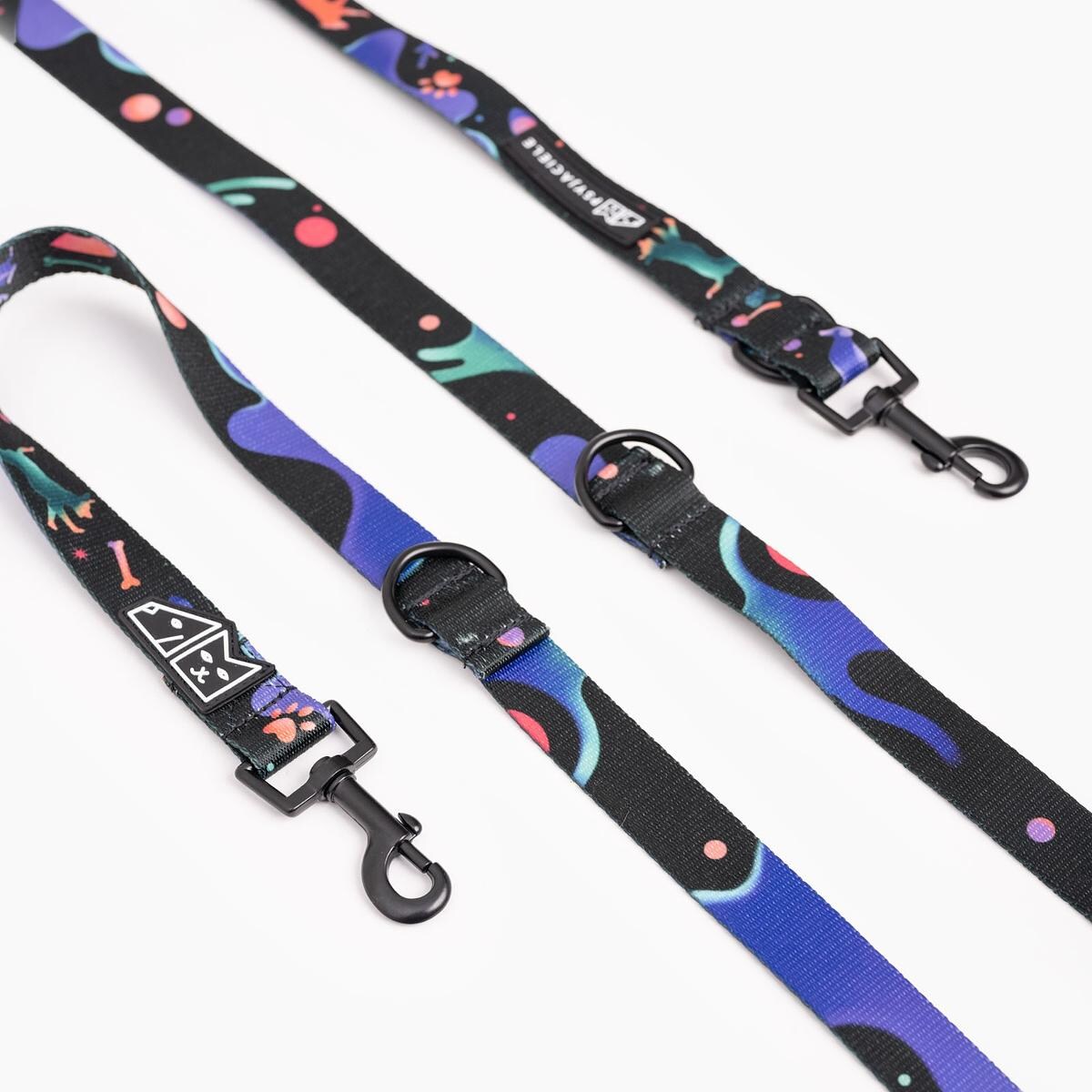 Smycz przepinana dla psa lub kota "Psychodelia" - Szerokość taśmy: 20mm, Rozmiar: S oraz Rodzaj: Mały karabinek