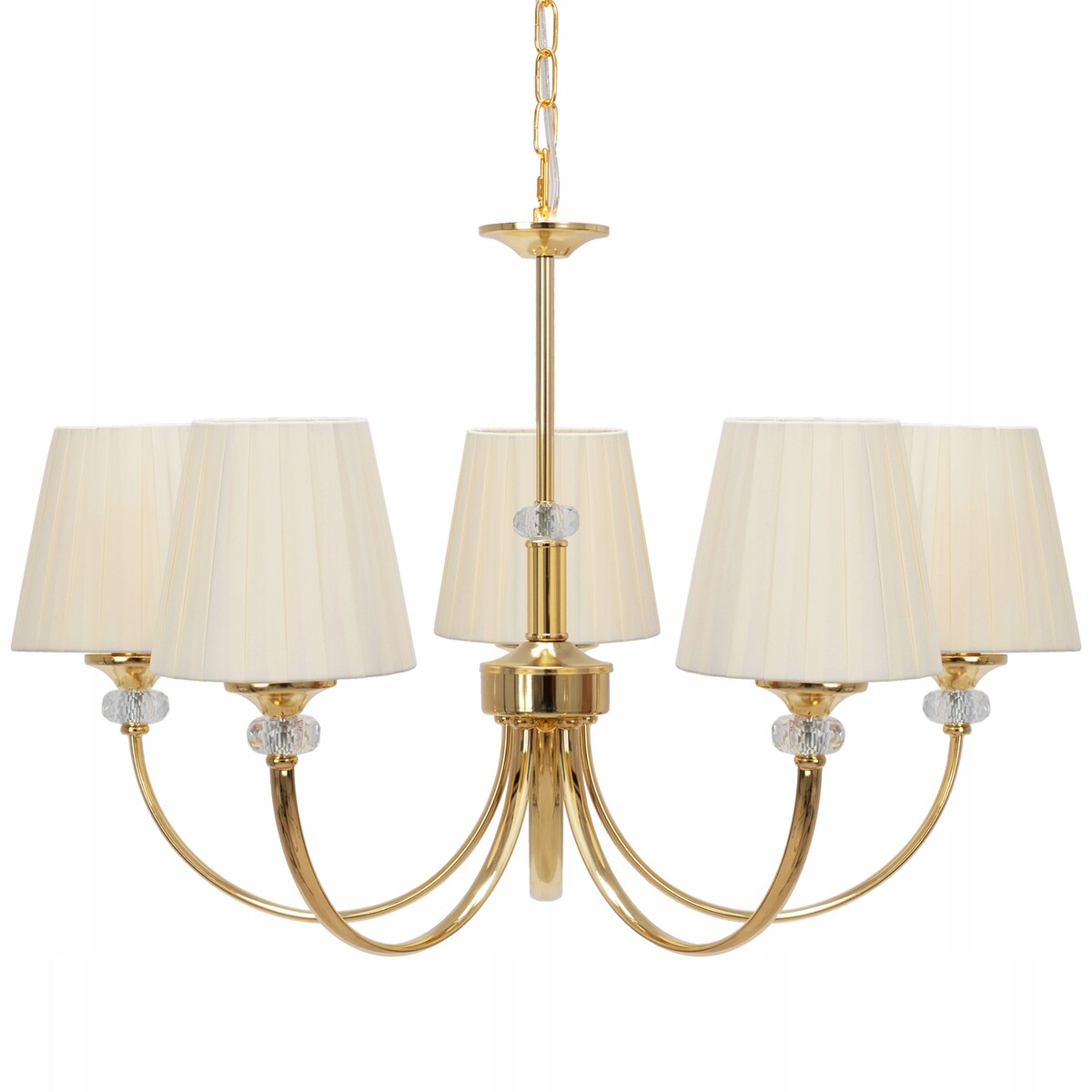 Lampa Sufitowa Wisząca Metal Kryształ Złota Gold