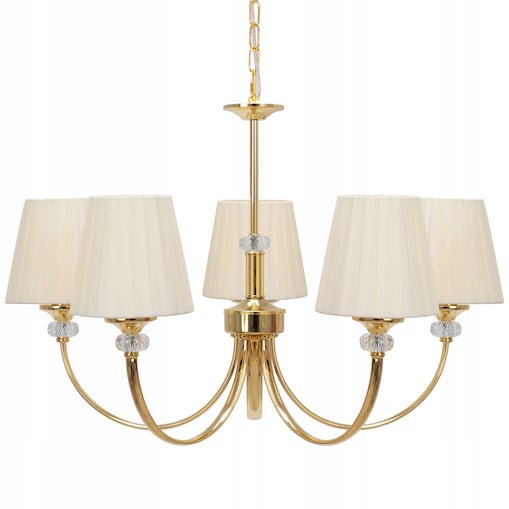 Lampa Sufitowa Wisząca Metal Kryształ Złota Gold