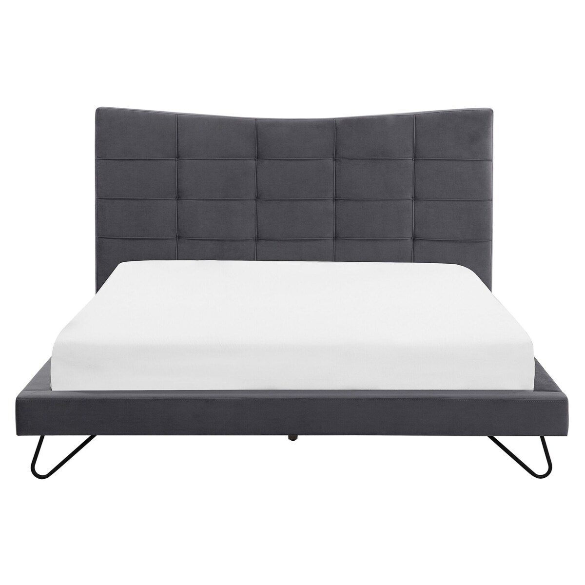 Łóżko welurowe 160 x 200 cm szare LANNION