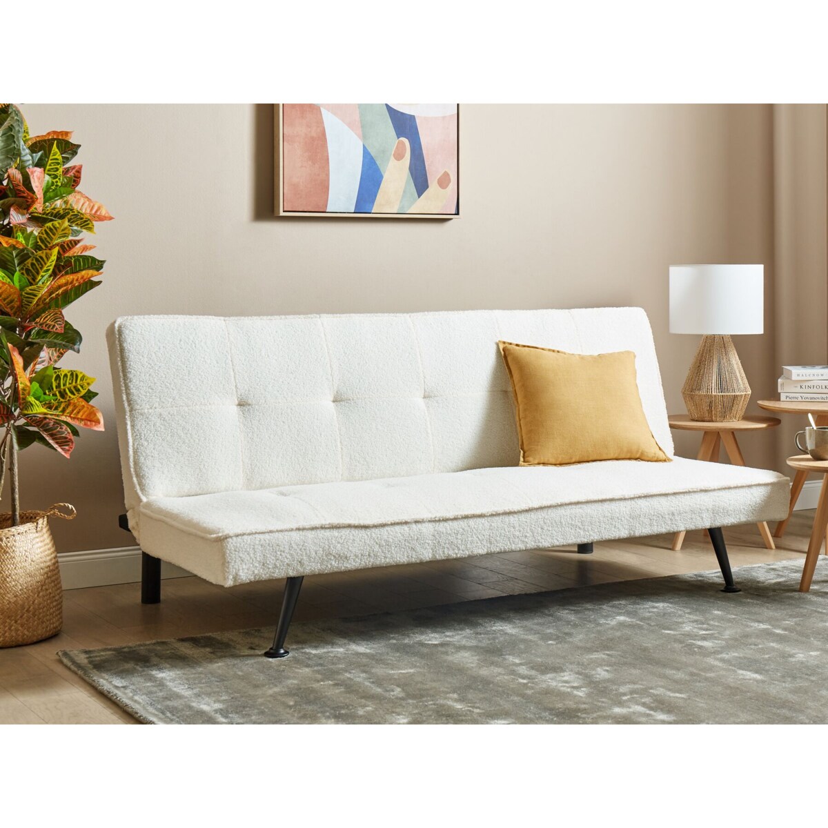 Sofa rozkładana boucle biała HASLE