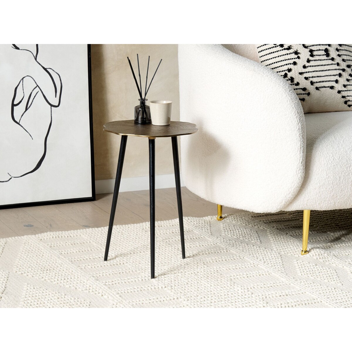 Stolik pomocniczy metalowy złoty z czarnym MUNNAR