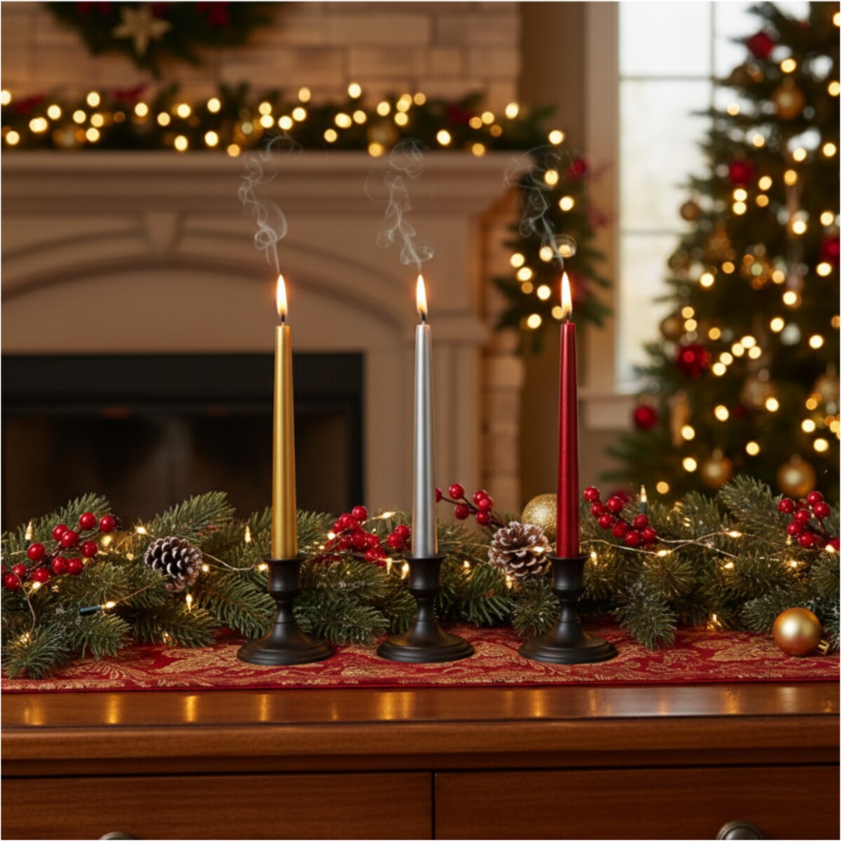 Świeca Boże Narodzenie Prosta Do Kolacji Wigilijnej 4 Szt. Srebrna