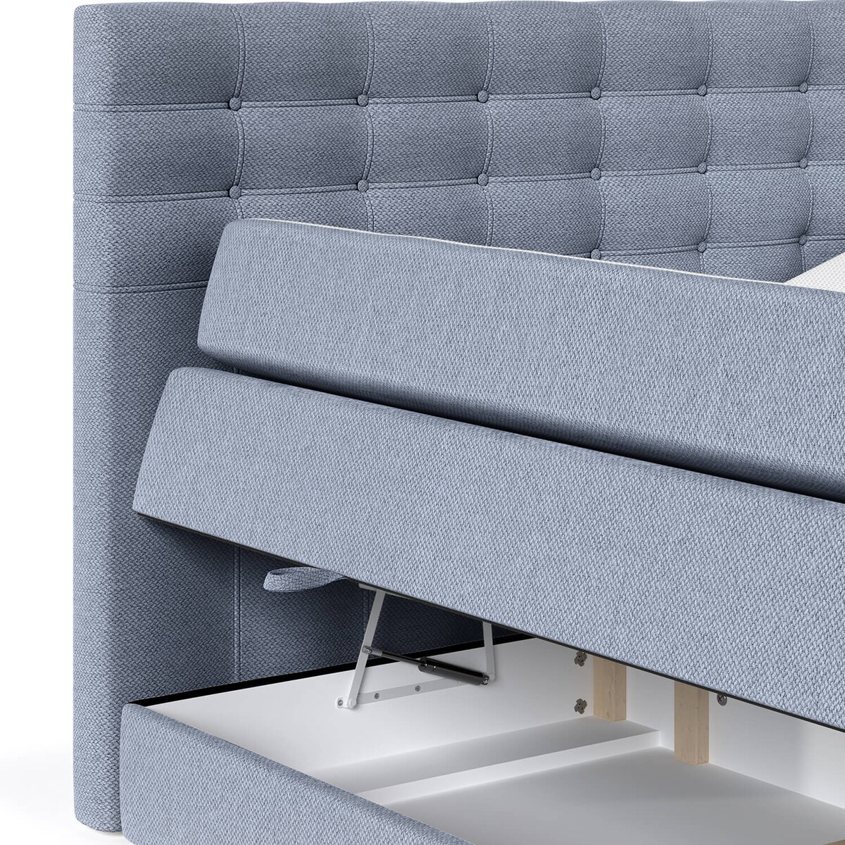 Łóżko kontynentalne STATE 120x200 z pojemnikiem, Niebieskoszary, tkanina Megan 360