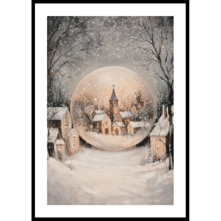 Poster Story, Plakat, Obraz - Magiczna Kula Śnieżna i Malownicza Wioska, wymiary 50 x 70 cm