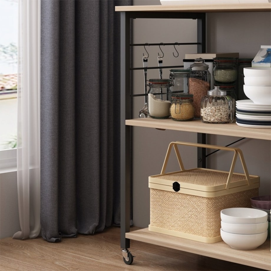 Szafka mobilna na kółkach jasny brąz stolik śniadaniowy wózek kuchenny 60cm