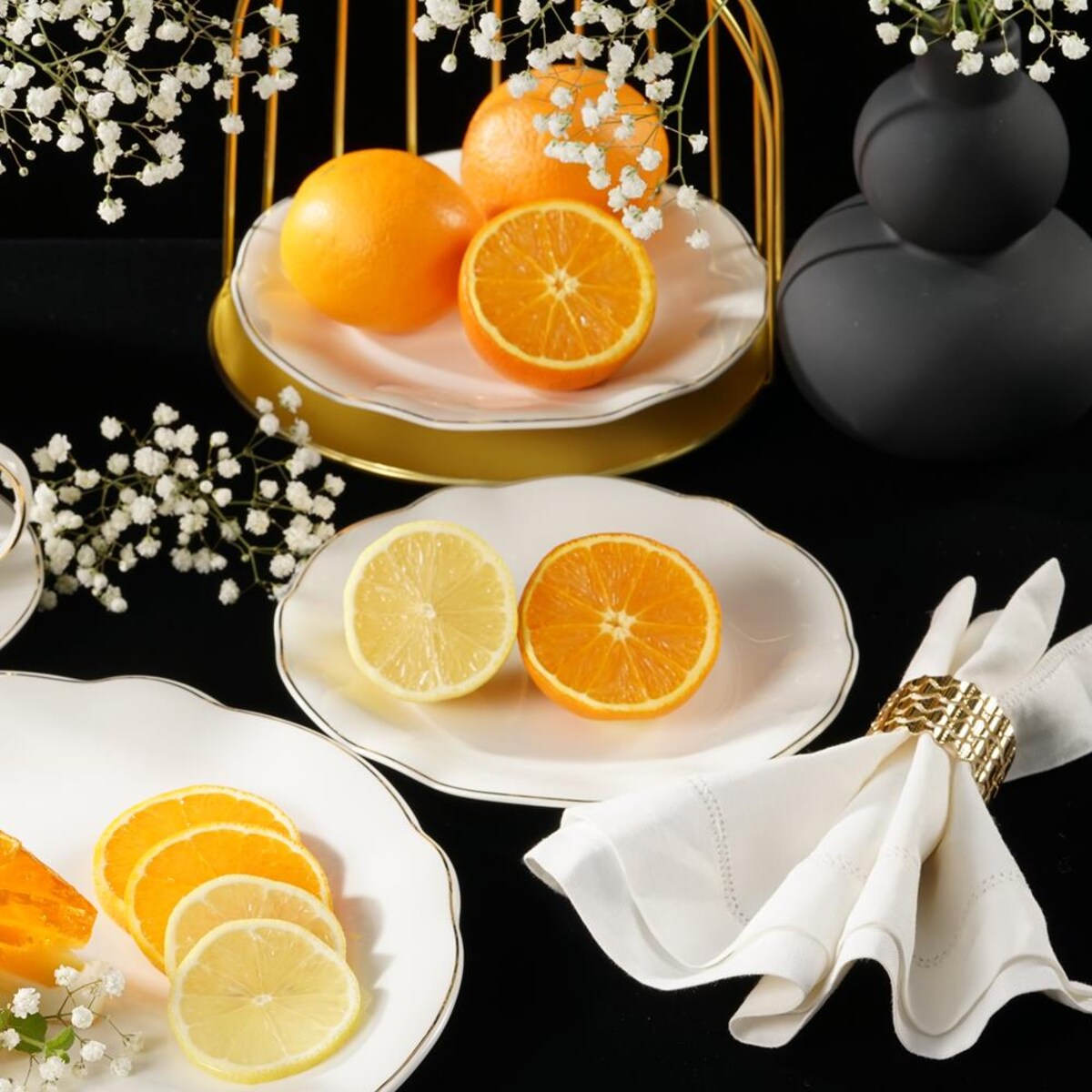 VILLA ITALIA Zestaw do ciasta porcelanowy na 6 osób SANDRINE