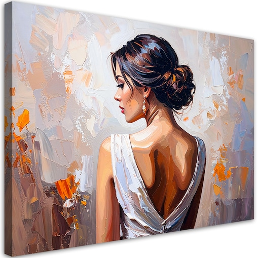 Feeby Obraz nowoczesny do salonu sypialni, Piękna kobieta Beżowy 90x60