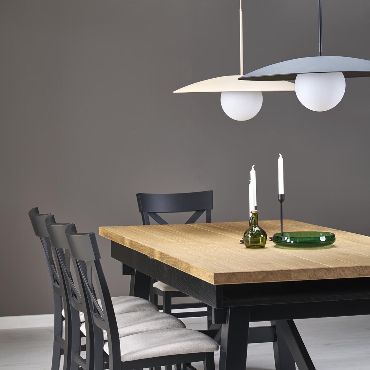 Lampa Wisząca SLATE Czarna-Biała, Szklana, Ø 65 cm, E27, TK Lighting
