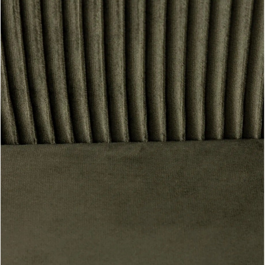 Fotel aksamitny khaki z marszczeniem