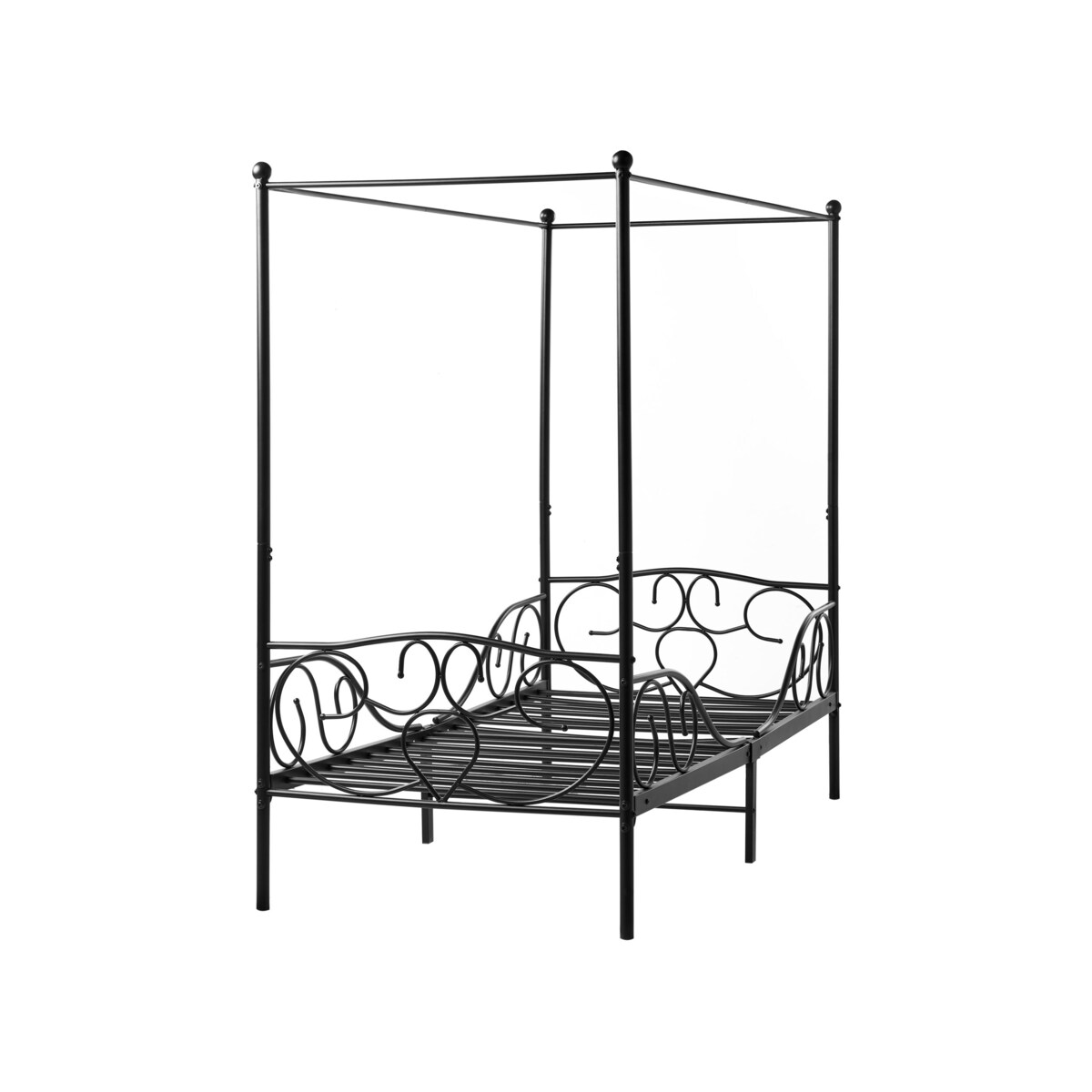Łóżko z baldachimem Metal SORMERY 90 x 200 cm Czarny