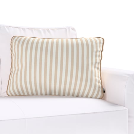 Poszewka Gabi na poduszkę prostokątna 60x40 beżowo-białe pasy (1,5cm)