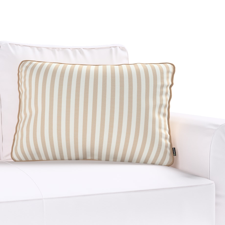 Poszewka Gabi na poduszkę prostokątna 60x40 beżowo-białe pasy (1,5cm)