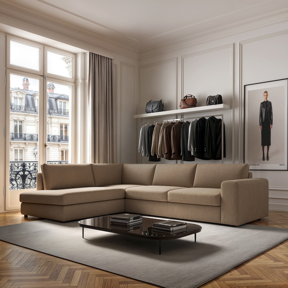 Sofa narożna lewa Baga camelowa